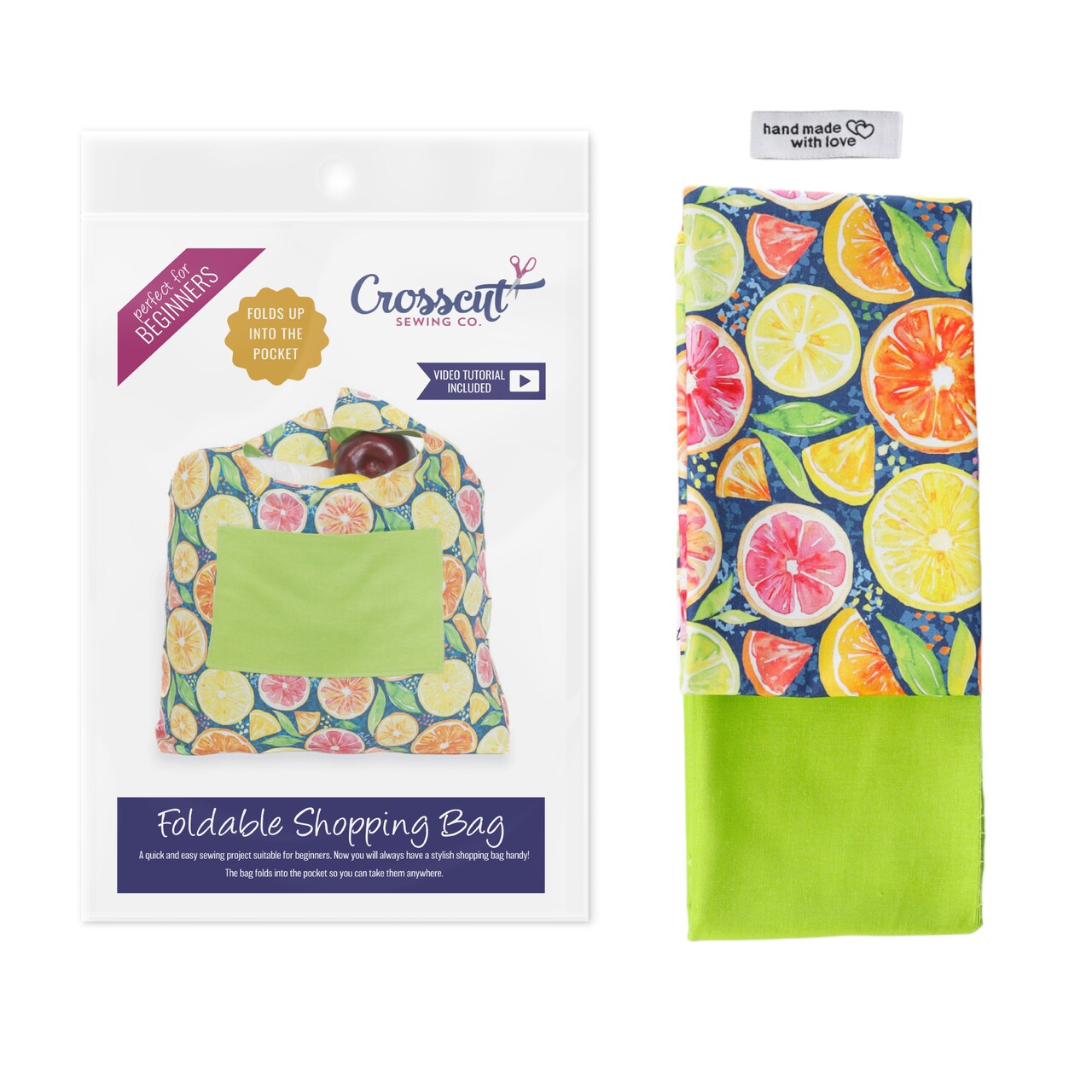 Crosscut Sewing Co.® Foldable Shopping Bag Sewing Kit - Beginner Sewing Project Kit